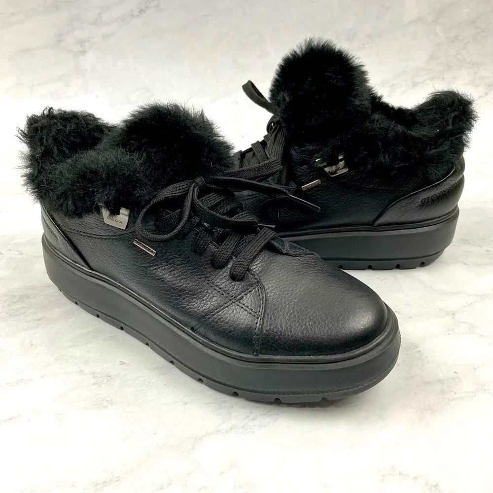 Geox Respira Kaula Italian Faux Fur Lined Lace Up Sneakers Tennis Shoes 6 (NWOT)